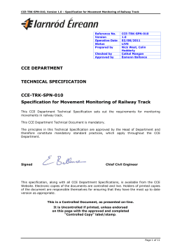 Specification for Movement Monitoring of Track