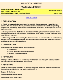 (M-38) Management of Rural Delivery Services