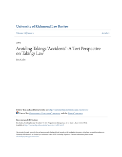 Avoiding Takings "Accidents": A Tort Perspective on Takings Law