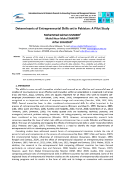 Determinants of Entrepreneurial Skills set in Pakistan: A Pilot Study