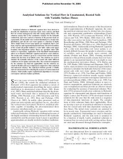 Analytical Solutions for Vertical Flow in Unsaturated, Rooted Soils