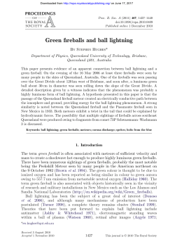 Green fireballs and ball lightning - Proceedings of the Royal Society A