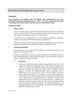 PPF Precedent Loan Note Instrument (master version) IMPORTANT