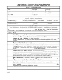 Affidavit of Forgery, Alteration, or Missing Signature/Endorsement