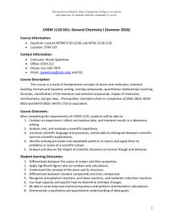 Traditional Course - Motlow State Community College