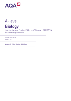 A-level Biology Mark scheme Unit 06T - (P14) ISA June 2014