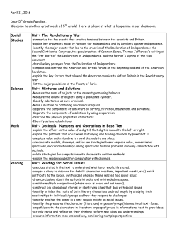 Social Studies Unit: The Revolutionary War Science Unit: Mixtures