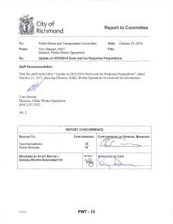Update on 2015/2016 Snow and Ice Response