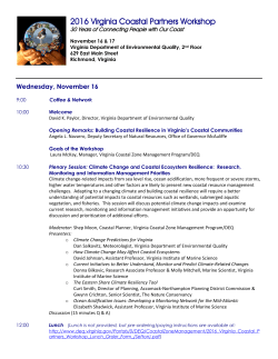 2016 Virginia Coastal Partners Workshop Agenda