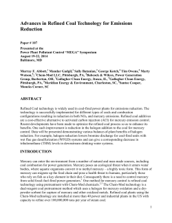 Advances in Refined Coal Technology for Emissions Reduction