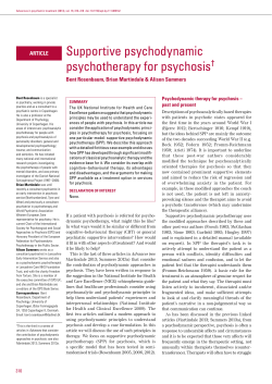 Supportive psychodynamic psychotherapy for psychosis&dagger;