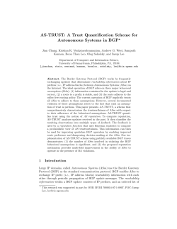 as-trust: a trust quantification scheme for autonomous systems in bgp