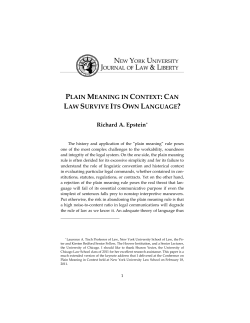 Plain Meaning in Context: Can Law Survive Its Own Language?