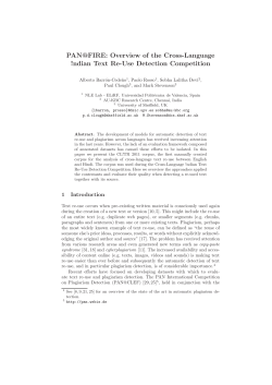 PAN@FIRE: Overview of the Cross-Language !ndian Text Re