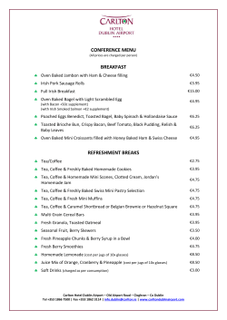 conference menu breakfast refreshment breaks