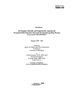Developing Culturally and Linguistically Appropriate Prenatal Health