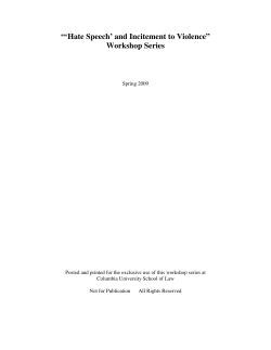 Towards Improved Law and Policy on `Hate Speech` &ndash; The `Clear