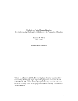 1 The Evolving Field of Teacher Education: How Understanding