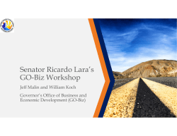 Senator Lara`s GO-Biz Workshop Presentation