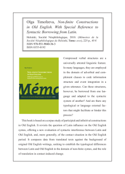 Olga Timofeeva, Non-finite Constructions in Old English. With