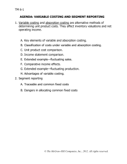 agenda: variable and absorption costing