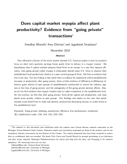 Does capital market myopia affect plant productivity?