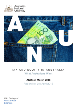 Tax and Equity in Australia - School of Politics and International