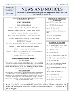 news and notices - Terra Ceia Christian School