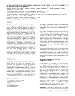 EXTREMOPHILES FOR ECOPOIESIS