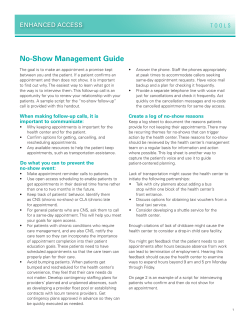 No-Show Management Guide - Safety Net Medical Home Initiative