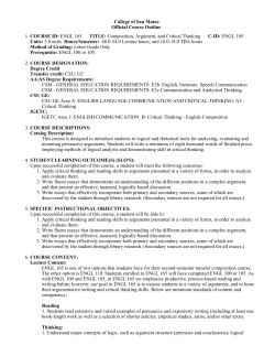 ENGL 165 Advanced Composition