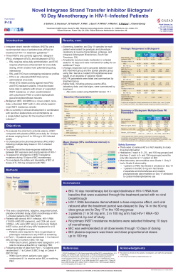 Novel Integrase Strand Transfer Inhibitor Bictegravir 10 Day