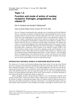 Topic 1.3 Function and mode of action of nuclear receptors