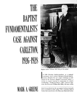 The Baptist fundamentalists` case against Carleton