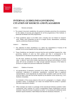 internal guidelines governing citation of sources and plagiarism