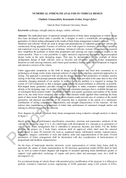 NUMERICAL STRENGTH ANALYSIS IN VEHICLE DESIGN Vladimir
