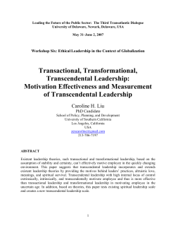 Transactional, Transformational, Transcendental