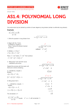 AS1.4: POLYNOMIAL LONG DIVISION