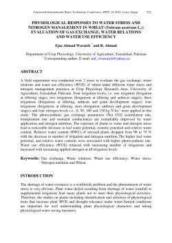 PHYSIOLOGICAL RESPONSES TO WATER STRESS AND