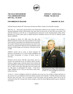 the cold war museum contact: jason hall 7142 lineweaver road