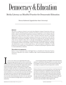 Media Literacy as Mindful Practice for Democratic Education. A