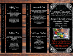 Summer Events Menu