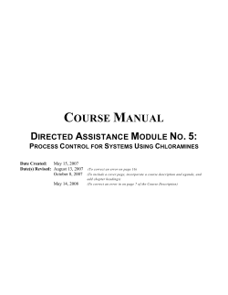 Manual- Process Control for Systems Using Chloramines