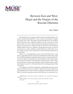 Between East and West: Hegel and the Origins of the Russian