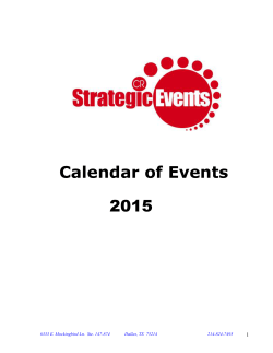 Calendar of Events 2015