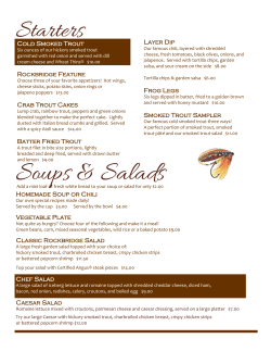 Rockbridge Evening Menu