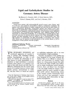 Lipid and Carbohydrate Studies in