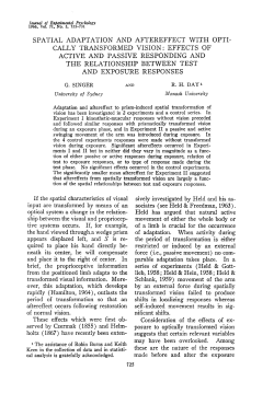 Singer (1966) Spatial adaptation and aftereffect with