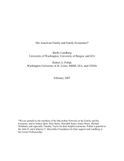 The American Family and Family Economics