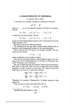 A CHARACTERIZATION OF MONOMIALS